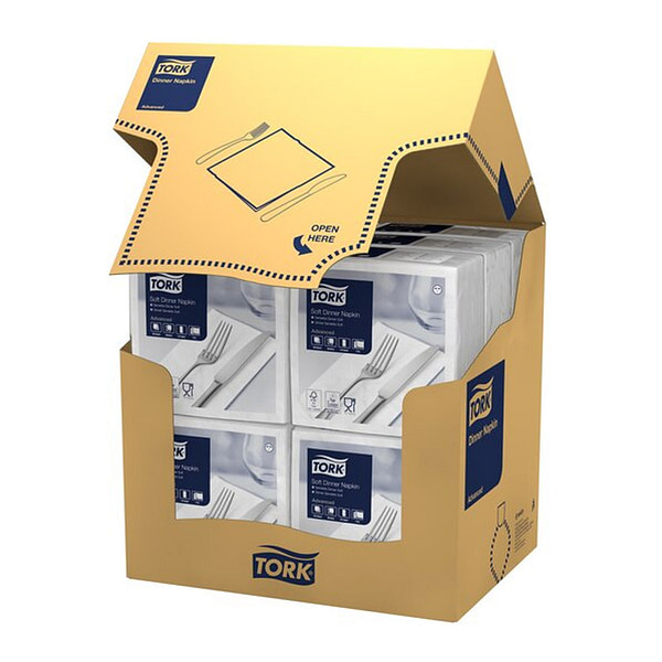 Tork Soft fehér Dinner szalvéta, 1/8 hajtogatás, 100 db/csomag, 12 csomag/karton