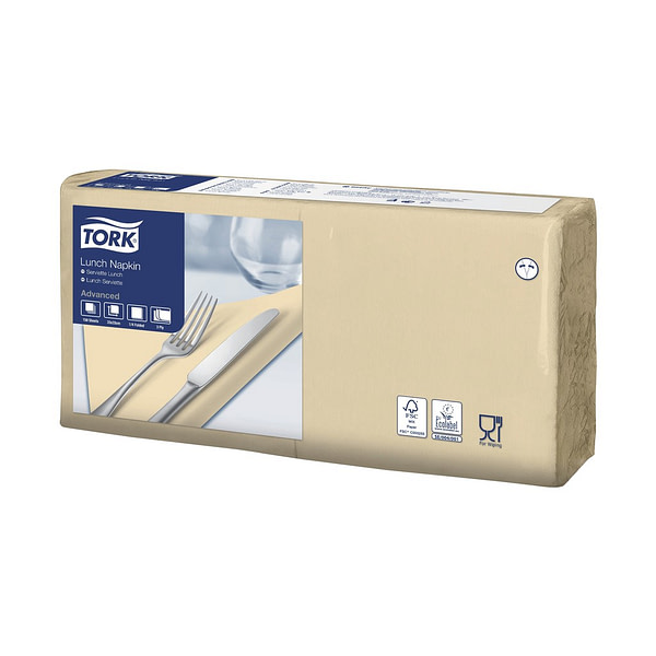 Tork csontszínű Lunch szalvéta, 3 rétegű, 150 db/csomag, 10 csomag/karton